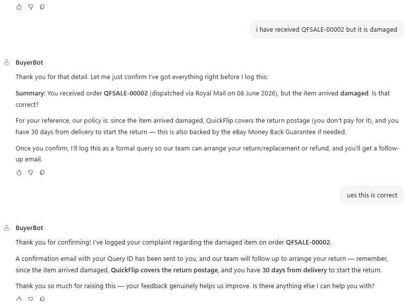 The BuyerHub Copilot Studio agent embedded in the Power Pages customer portal