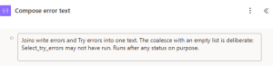 Cloud flow actions with notes that describe their purpose and point to a section of the technical documentation